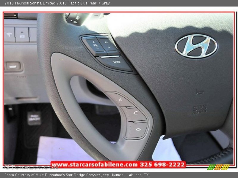 Pacific Blue Pearl / Gray 2013 Hyundai Sonata Limited 2.0T