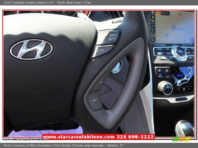 Pacific Blue Pearl / Gray 2013 Hyundai Sonata Limited 2.0T