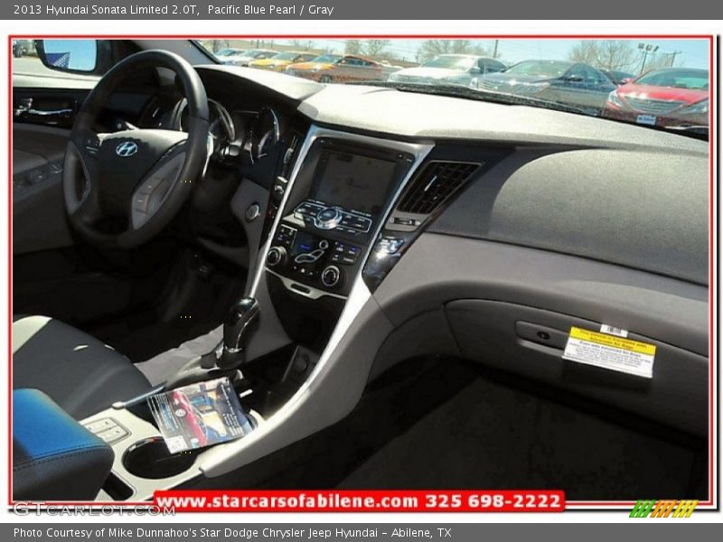 Pacific Blue Pearl / Gray 2013 Hyundai Sonata Limited 2.0T