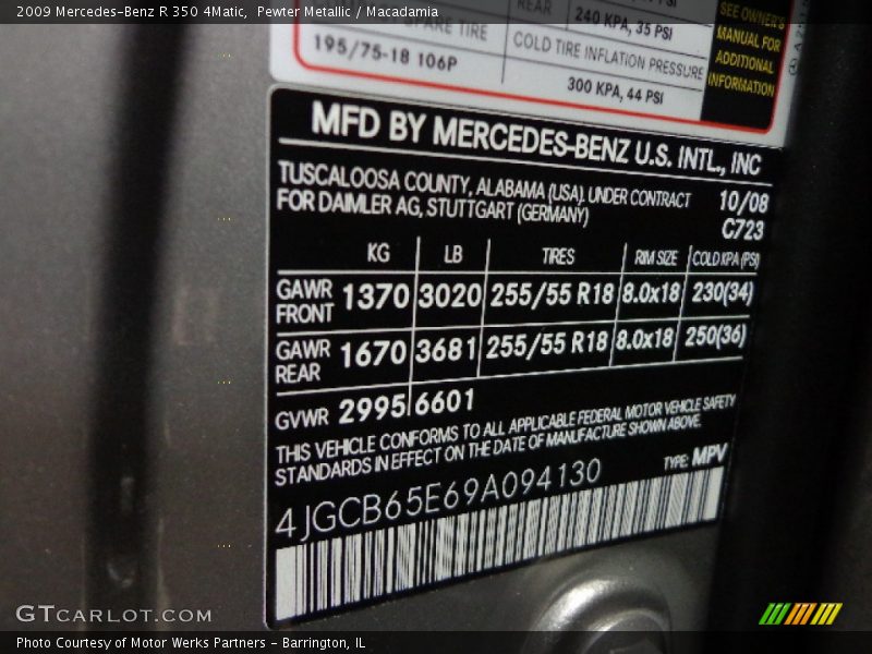 Pewter Metallic / Macadamia 2009 Mercedes-Benz R 350 4Matic