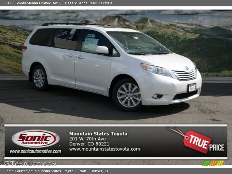 Blizzard White Pearl / Bisque 2013 Toyota Sienna Limited AWD