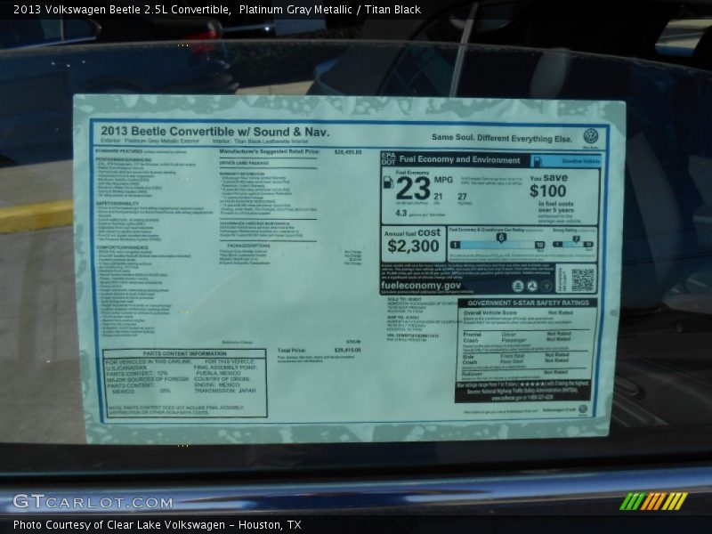 Platinum Gray Metallic / Titan Black 2013 Volkswagen Beetle 2.5L Convertible