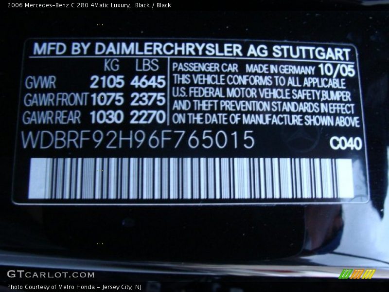 Black / Black 2006 Mercedes-Benz C 280 4Matic Luxury