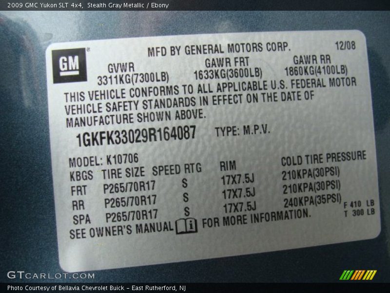 Stealth Gray Metallic / Ebony 2009 GMC Yukon SLT 4x4