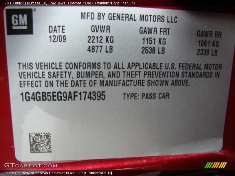 Red Jewel Tintcoat / Dark Titanium/Light Titanium 2010 Buick LaCrosse CX