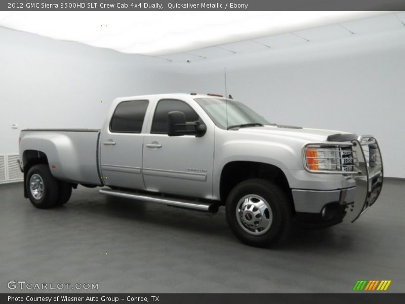 Quicksilver Metallic / Ebony 2012 GMC Sierra 3500HD SLT Crew Cab 4x4 Dually