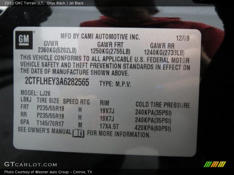 Onyx Black / Jet Black 2010 GMC Terrain SLT