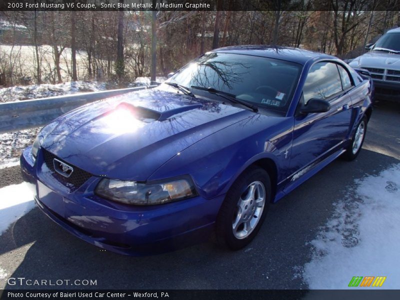 Sonic Blue Metallic / Medium Graphite 2003 Ford Mustang V6 Coupe