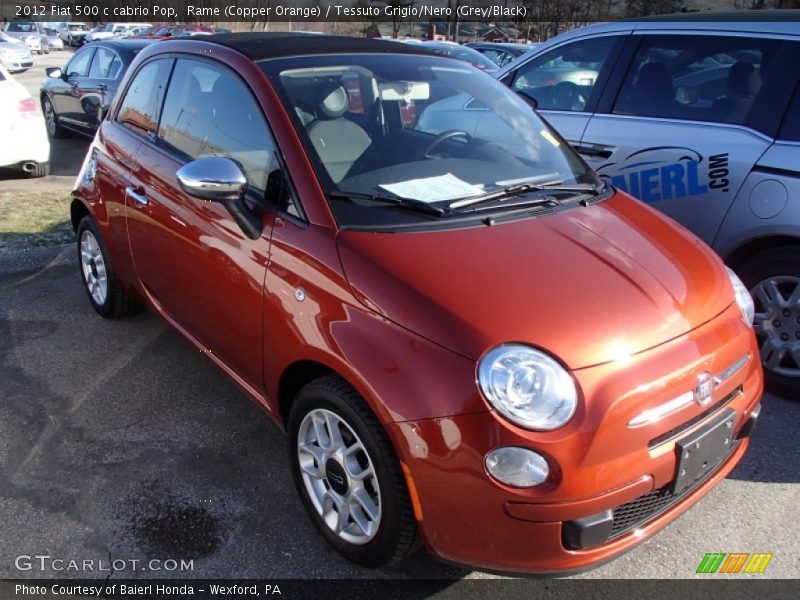 Rame (Copper Orange) / Tessuto Grigio/Nero (Grey/Black) 2012 Fiat 500 c cabrio Pop