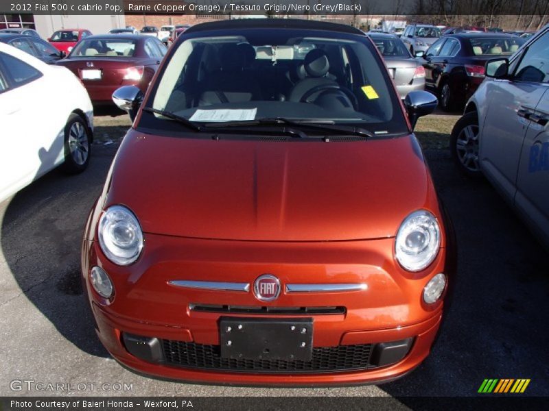 Rame (Copper Orange) / Tessuto Grigio/Nero (Grey/Black) 2012 Fiat 500 c cabrio Pop