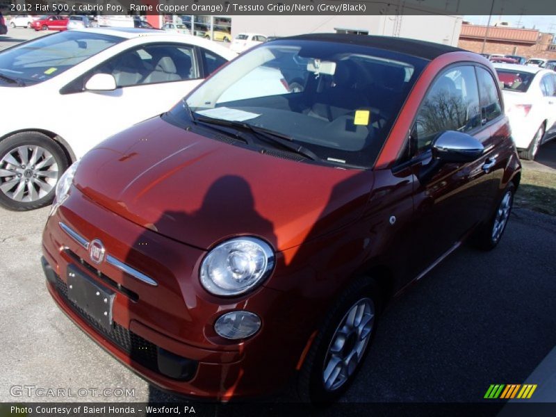 Rame (Copper Orange) / Tessuto Grigio/Nero (Grey/Black) 2012 Fiat 500 c cabrio Pop