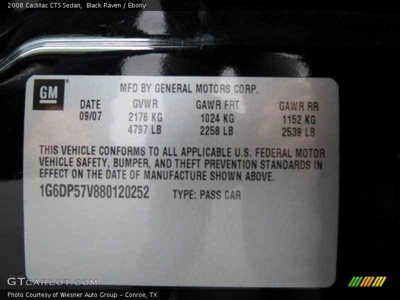 Black Raven / Ebony 2008 Cadillac CTS Sedan