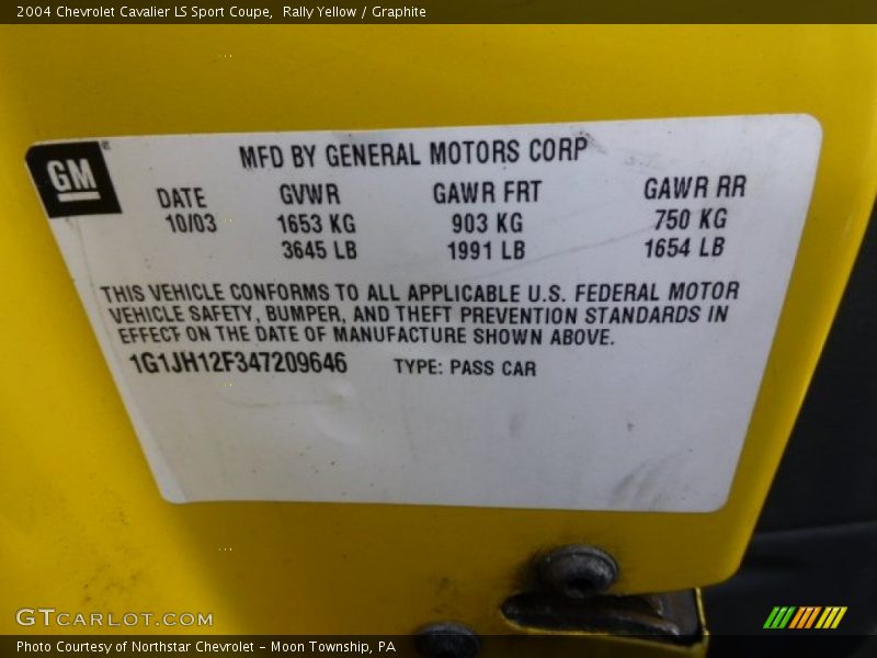 Rally Yellow / Graphite 2004 Chevrolet Cavalier LS Sport Coupe