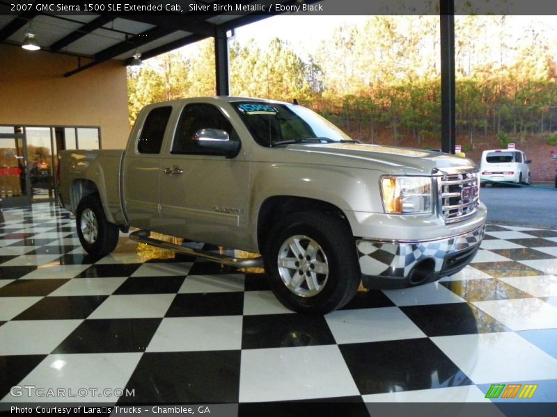 Silver Birch Metallic / Ebony Black 2007 GMC Sierra 1500 SLE Extended Cab