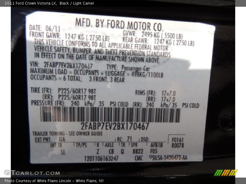 Black / Light Camel 2011 Ford Crown Victoria LX
