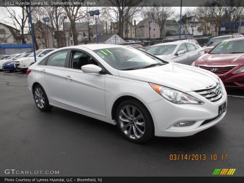 Shimmering White / Black 2011 Hyundai Sonata SE