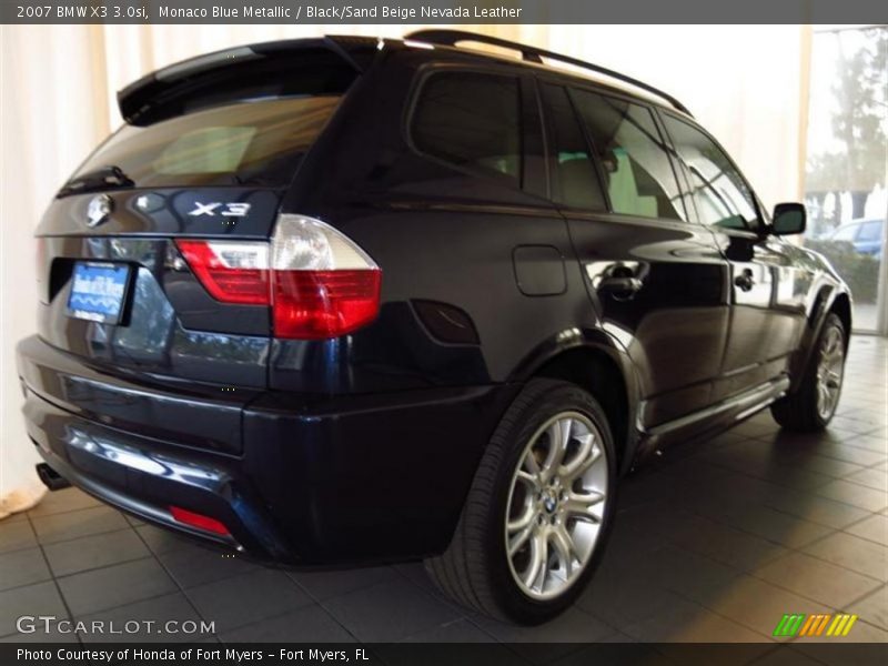 Monaco Blue Metallic / Black/Sand Beige Nevada Leather 2007 BMW X3 3.0si
