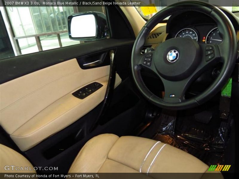 Monaco Blue Metallic / Black/Sand Beige Nevada Leather 2007 BMW X3 3.0si