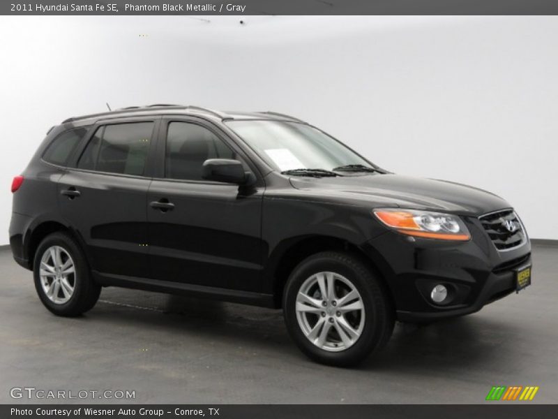 Phantom Black Metallic / Gray 2011 Hyundai Santa Fe SE