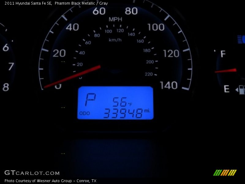 Phantom Black Metallic / Gray 2011 Hyundai Santa Fe SE