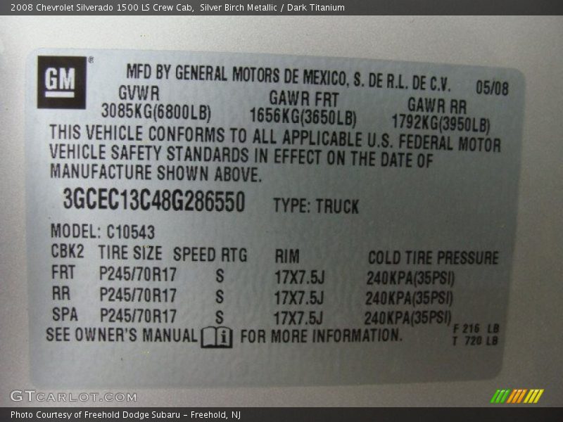 Silver Birch Metallic / Dark Titanium 2008 Chevrolet Silverado 1500 LS Crew Cab