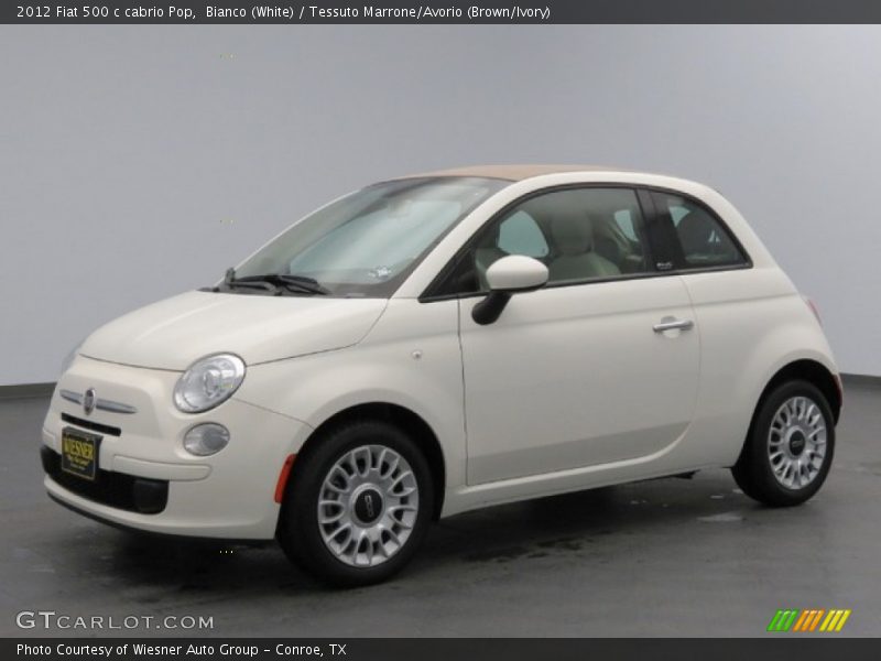 Bianco (White) / Tessuto Marrone/Avorio (Brown/Ivory) 2012 Fiat 500 c cabrio Pop