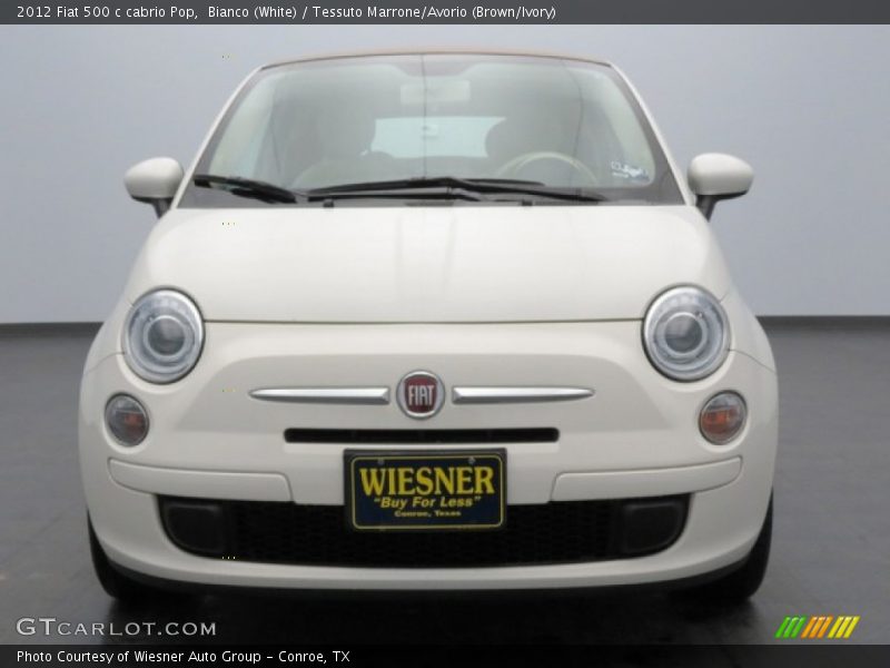 Bianco (White) / Tessuto Marrone/Avorio (Brown/Ivory) 2012 Fiat 500 c cabrio Pop