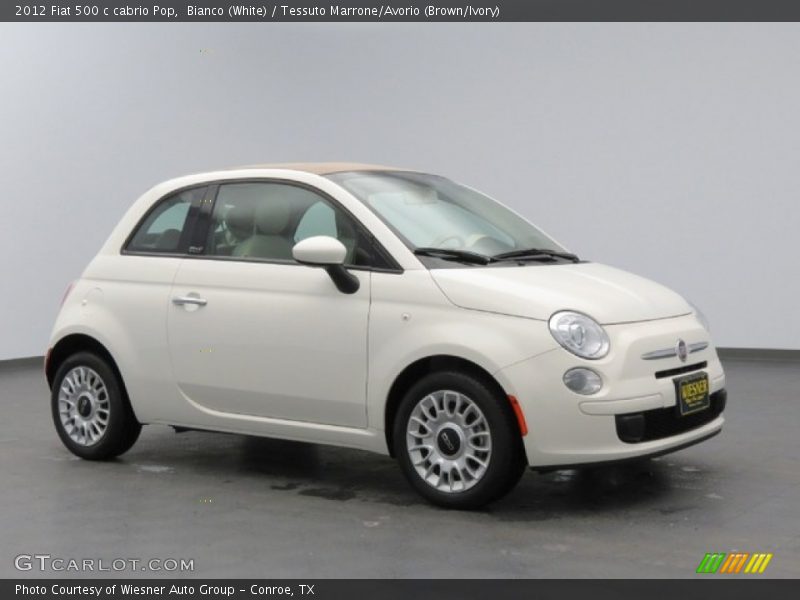 Bianco (White) / Tessuto Marrone/Avorio (Brown/Ivory) 2012 Fiat 500 c cabrio Pop