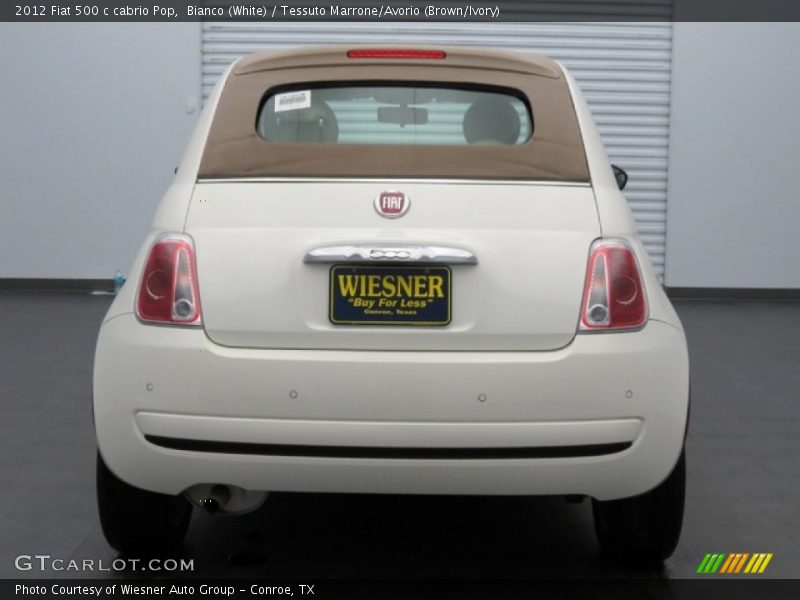 Bianco (White) / Tessuto Marrone/Avorio (Brown/Ivory) 2012 Fiat 500 c cabrio Pop