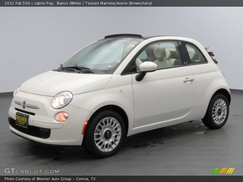 Bianco (White) / Tessuto Marrone/Avorio (Brown/Ivory) 2012 Fiat 500 c cabrio Pop