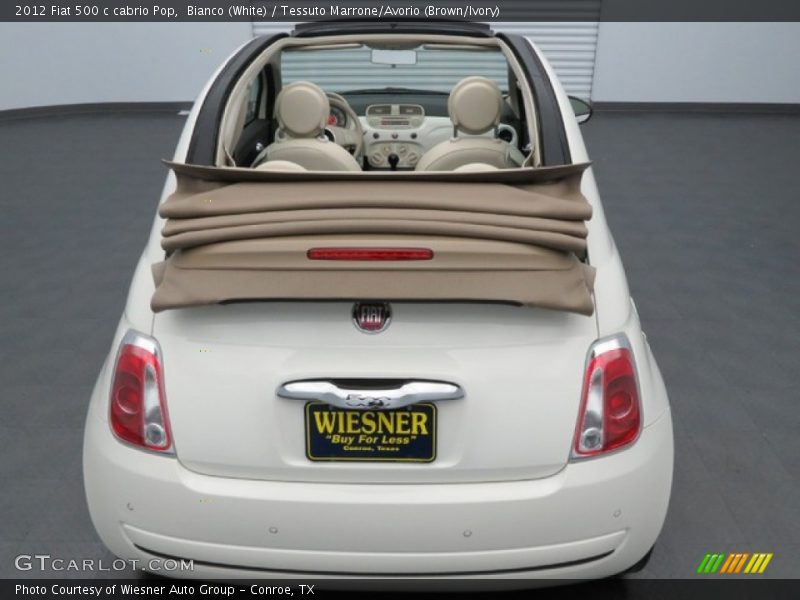 Bianco (White) / Tessuto Marrone/Avorio (Brown/Ivory) 2012 Fiat 500 c cabrio Pop