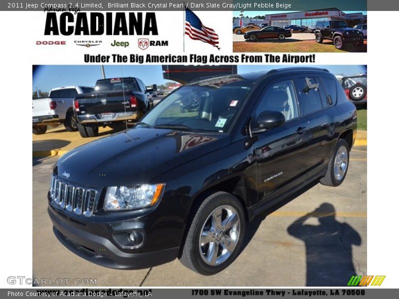 Brilliant Black Crystal Pearl / Dark Slate Gray/Light Pebble Beige 2011 Jeep Compass 2.4 Limited