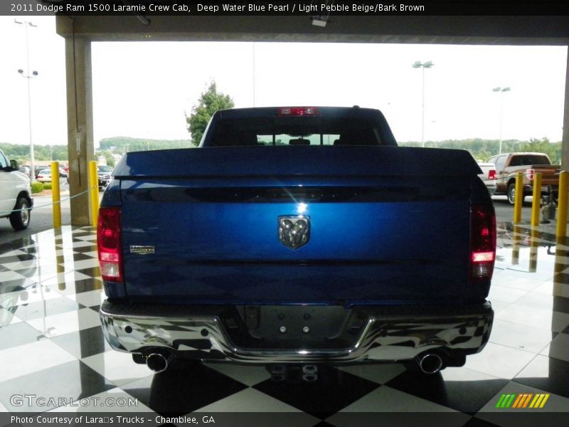 Deep Water Blue Pearl / Light Pebble Beige/Bark Brown 2011 Dodge Ram 1500 Laramie Crew Cab