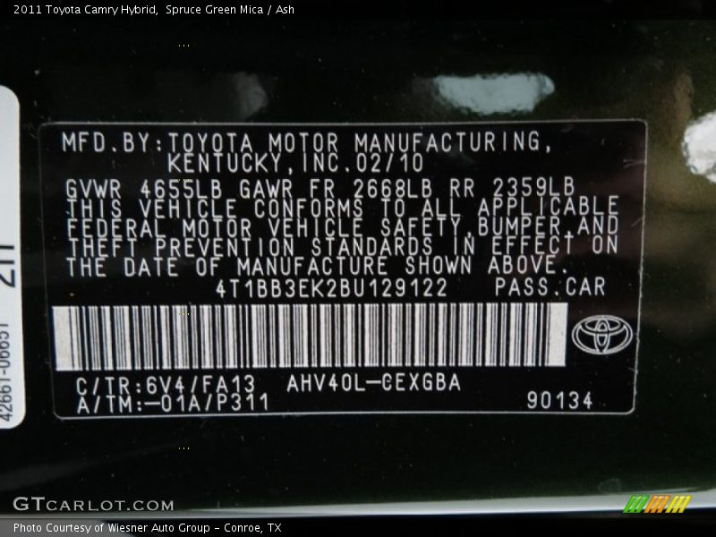 Spruce Green Mica / Ash 2011 Toyota Camry Hybrid