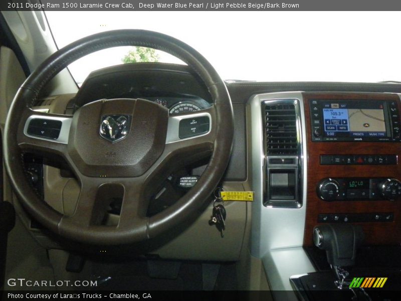 Deep Water Blue Pearl / Light Pebble Beige/Bark Brown 2011 Dodge Ram 1500 Laramie Crew Cab