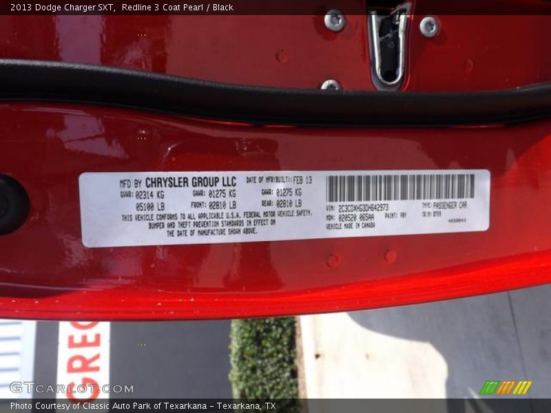 Redline 3 Coat Pearl / Black 2013 Dodge Charger SXT