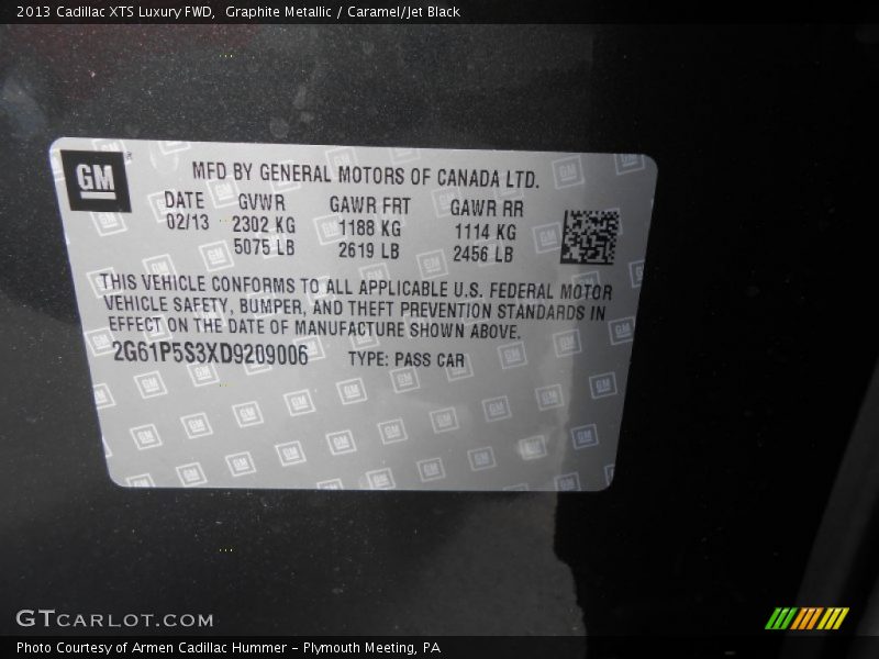 Graphite Metallic / Caramel/Jet Black 2013 Cadillac XTS Luxury FWD