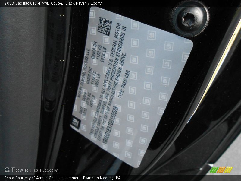 Black Raven / Ebony 2013 Cadillac CTS 4 AWD Coupe