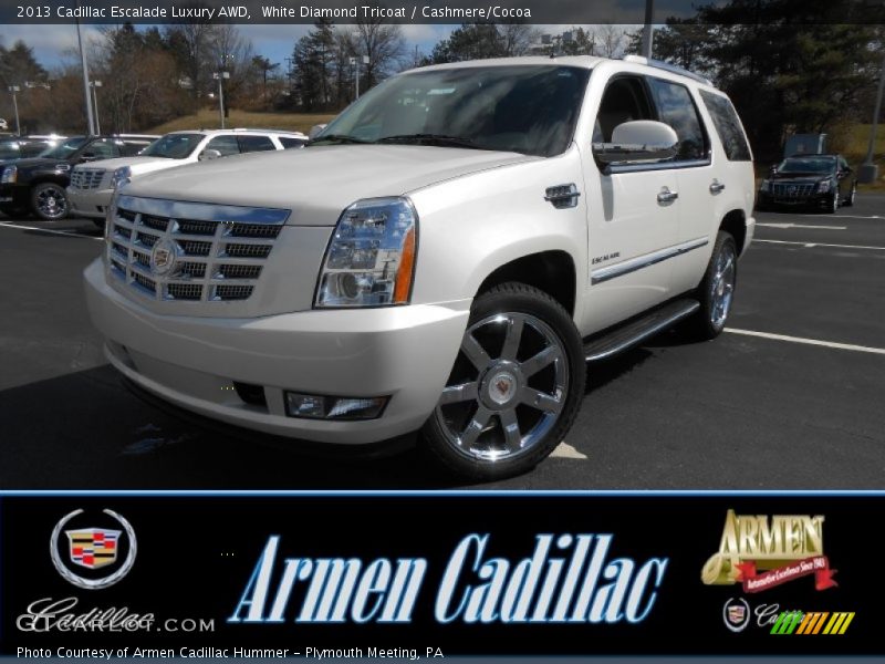 White Diamond Tricoat / Cashmere/Cocoa 2013 Cadillac Escalade Luxury AWD