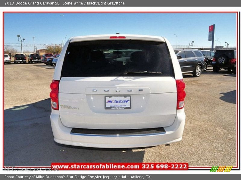 Stone White / Black/Light Graystone 2013 Dodge Grand Caravan SE