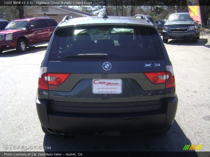 Highland Green Metallic / Sand Beige 2005 BMW X3 3.0i