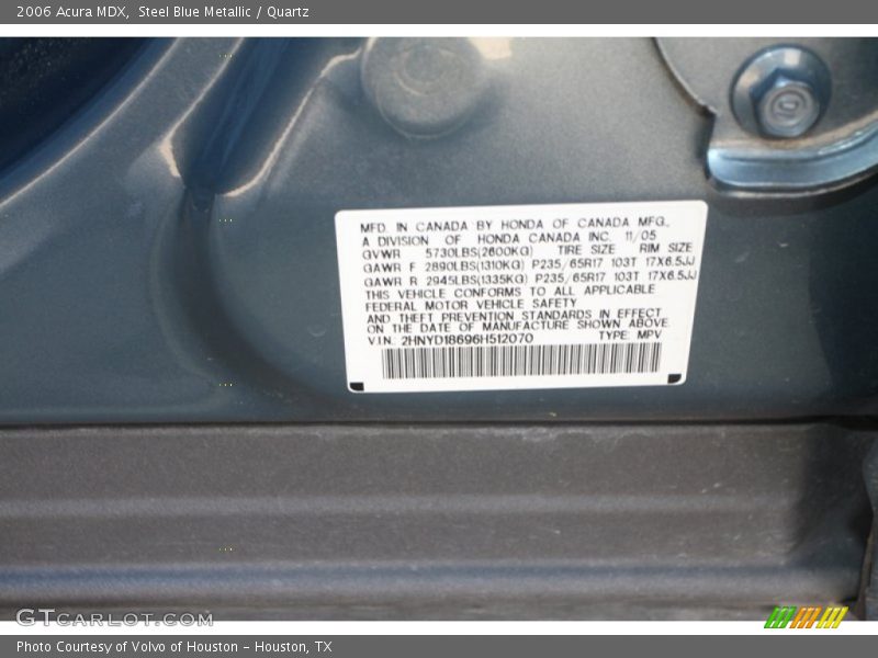 Steel Blue Metallic / Quartz 2006 Acura MDX