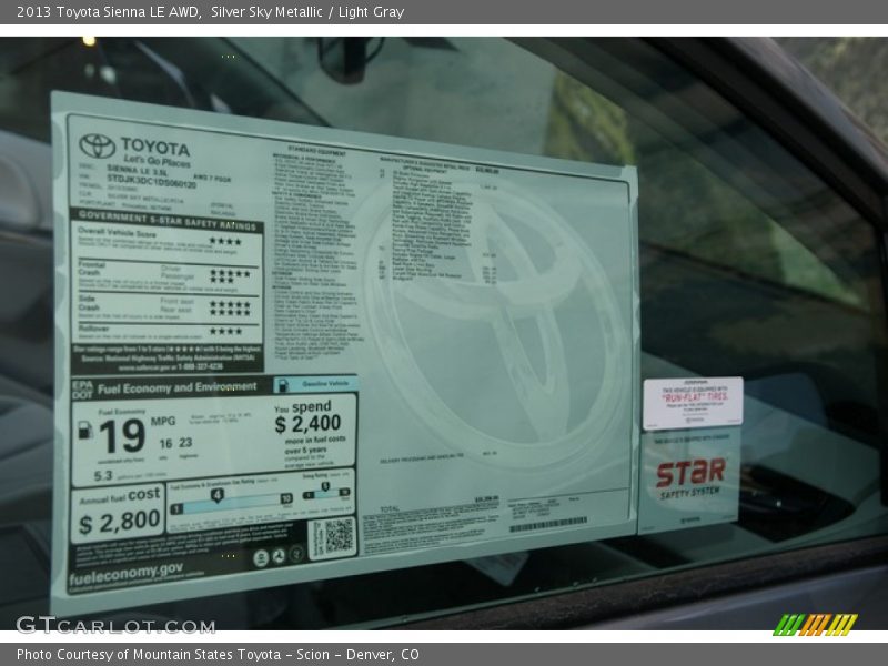 Silver Sky Metallic / Light Gray 2013 Toyota Sienna LE AWD