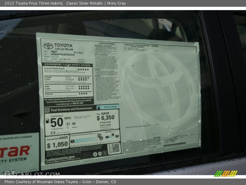 Classic Silver Metallic / Misty Gray 2013 Toyota Prius Three Hybrid