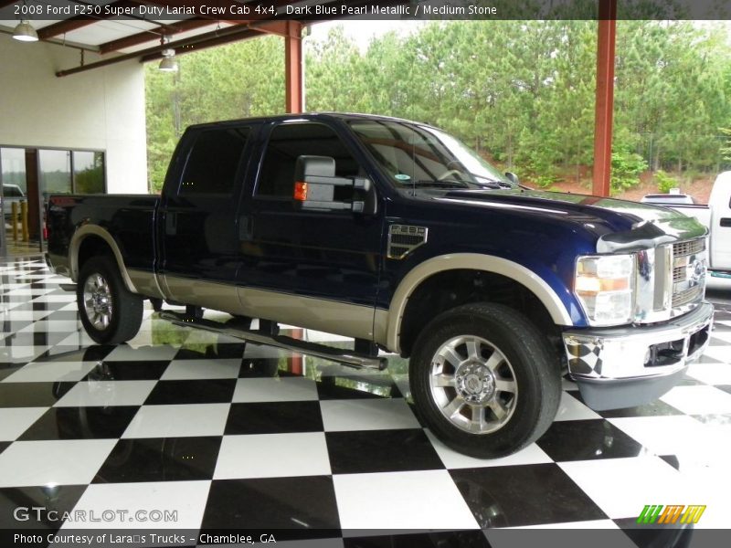Dark Blue Pearl Metallic / Medium Stone 2008 Ford F250 Super Duty Lariat Crew Cab 4x4