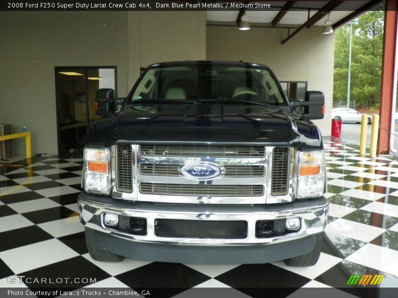 Dark Blue Pearl Metallic / Medium Stone 2008 Ford F250 Super Duty Lariat Crew Cab 4x4