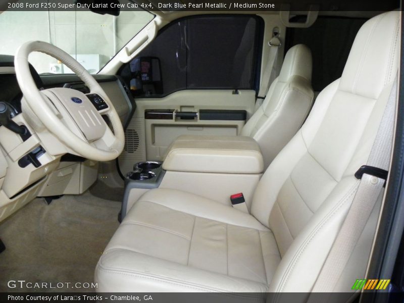 Dark Blue Pearl Metallic / Medium Stone 2008 Ford F250 Super Duty Lariat Crew Cab 4x4