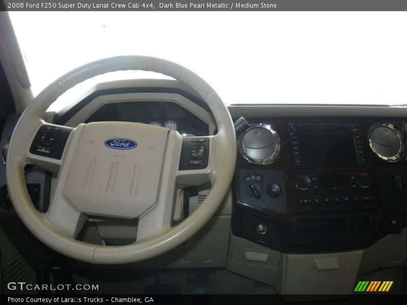 Dark Blue Pearl Metallic / Medium Stone 2008 Ford F250 Super Duty Lariat Crew Cab 4x4