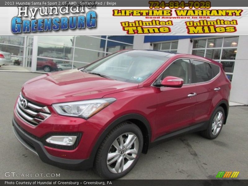 Serrano Red / Beige 2013 Hyundai Santa Fe Sport 2.0T AWD