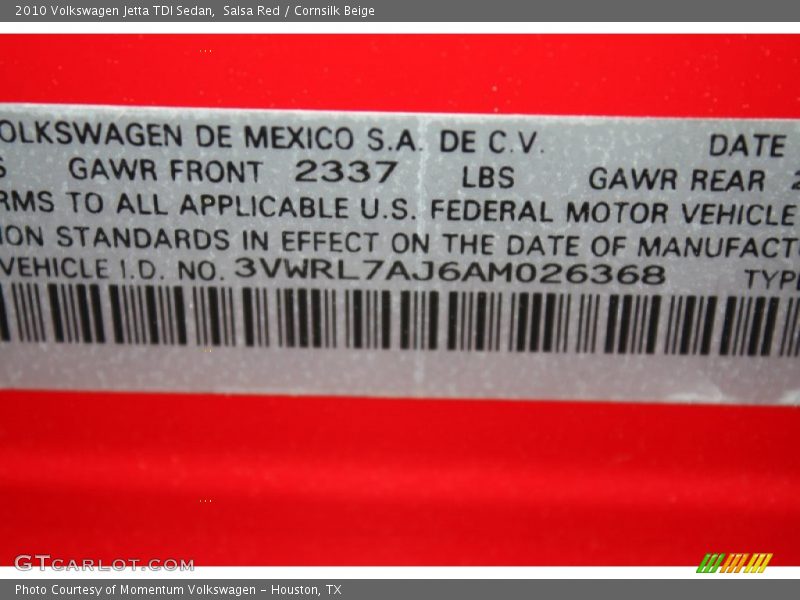 Salsa Red / Cornsilk Beige 2010 Volkswagen Jetta TDI Sedan